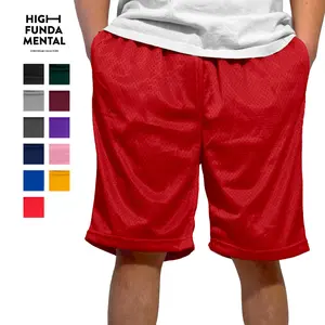 HIGHFUNDAMENTAL Men's Active Mesh Shorts HFM Basketball Shorts with Drawstrings 2 Pockets Lightweight Plain Casual Gym Shorts Hip Hop Harem Multi Colors (S to 5XL)