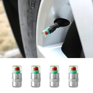 4PCS Tire Pressure Monitor Valve Caps, 3-Color Indicator Auto Tire Pressure Alert Cap, Universal Leak-Proof Air Sensor for Cars, SUVs, Trucks