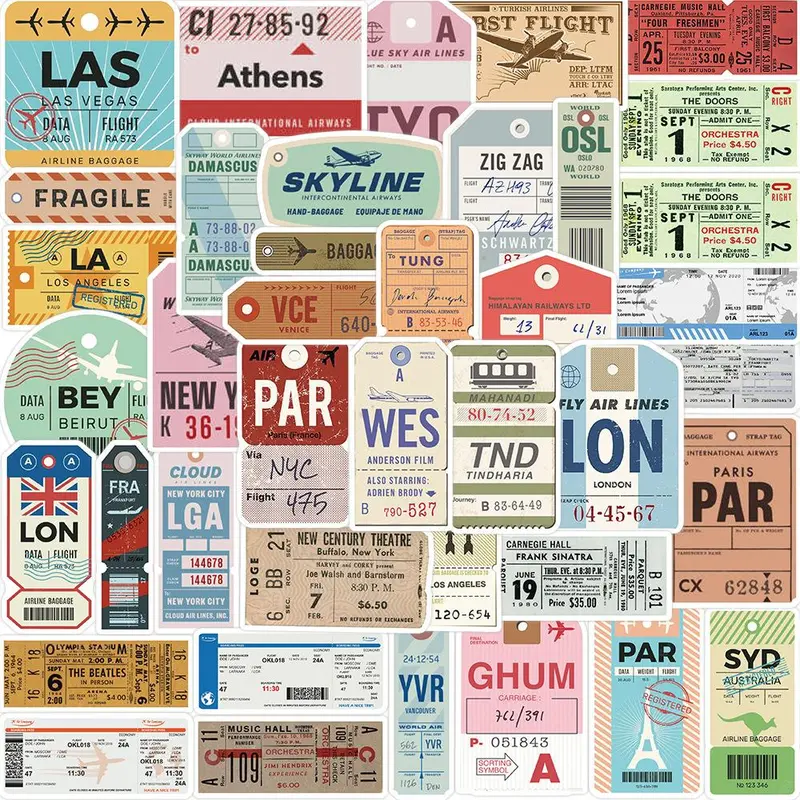 Travel Series Sticker, 40pcs/set Waterproof Decorative Sticker, DIY Creative Sticker for Phone Case, Laptop, Notebook, Helmet, Skateboard