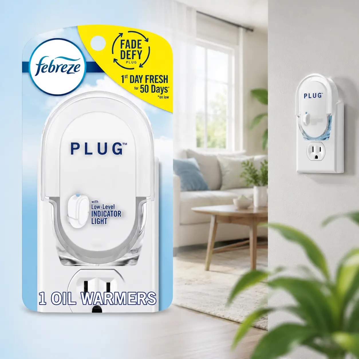 Febreze Noticeables Dual Scented Warmer Plug-In Air Freshener,plug-in odor fighter,alternating dual fragrance,continuous room freshener,tough odor neutralizer,outlet warmer,works with Febreze refills,living room,bedroom,bathroom,hallway,kitchen,home,car