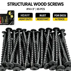 VKKM 105PCS 2 Sizes #14 x 3" & #14 x 5" Heavy Duty Structural Wood Screws Kit, T25 Torx Star Drive Self Tapping Fasteners, Exterior Rust Resistant Coating, No Pre-Drilling with Free Drive Bit for Decks, Timber Framing & Outdoor Construction