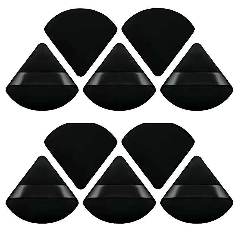 10 Pack Black & Pink Triangle Makeup Puffs, Ultra Soft, Washable, Reusable for Face & Body Powder, Perfect for Daily Use sponge Shaped Versatile Makeup Sponges