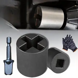 Heavy-Duty 1/2 Inch Drive Socket Adapter for Scissor Jack Universal RV Maintenance Tool Rust-Resistant Power Drill Adapter with Quick-Release Wrench Extension