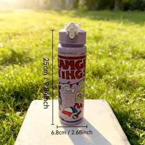 Vintage Horror Graffiti Print Reusable Hard Plastic Water Bottle with Lid, 700ML Eco-Friendly Alternative, Perfect for School, Travel, Halloween Party