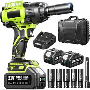 1400N.m (1032ft-lbs) Cordless  Wrench, 1/2 High Torque Brushless  , 2400RPM Power, 2 x 4.0Ah ,  Charger,  Wrench for Heavy Duty  RV Mower