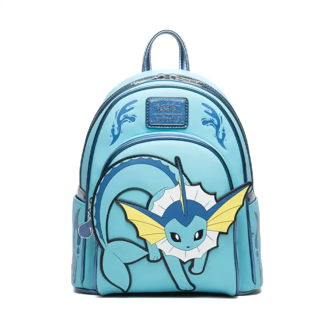 Loungefly Pokemon Vaporeon Splash Print Faux Leather Mini Backpack with Appliqué Details - 707 Street Exclusive, Pu Leather, Splash Theme, Vaporeon Print, Zipper Closure, Casual Wear, Bags For Everyday, Everyday Bag, Mini Bag