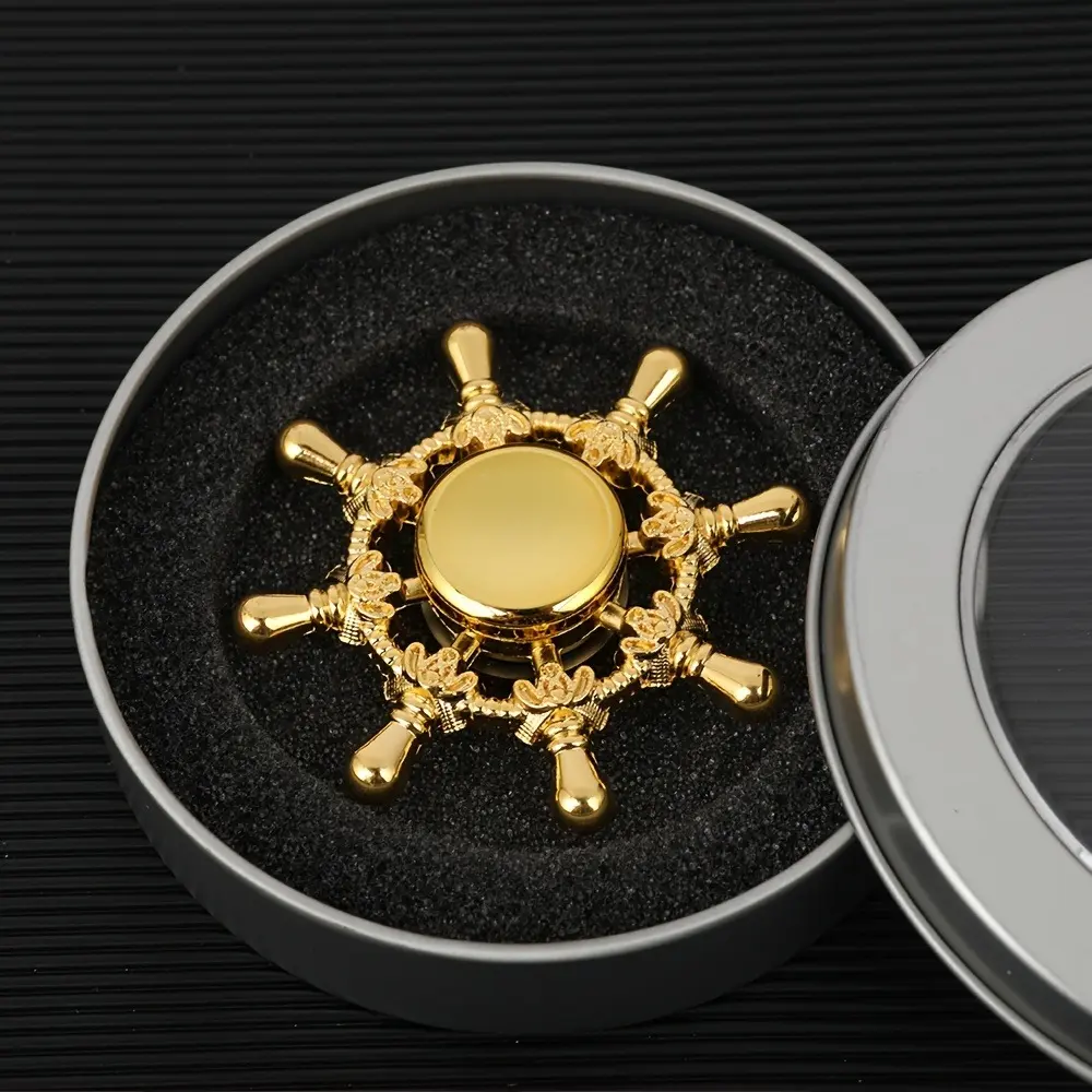 1pc Golden-Tone Zinc Alloy Fidget Spinner with Intricate Design - Durable Smooth Spinner, Portable Hand Gyroscope for Relax & Focus, Stress Relief Fidgets, Stress Relieving Tool, Fidget for Anxiety - Ideal Gift for Birthdays, Christmas