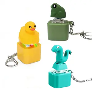 Frog Button Keychain, Rechargeable Duck Keychain Sound, Lizard Anxiety Relief Croaking Keyboard Fidget Toy, Fun Keychain with Colodful Lights, for All Holiday Gifts