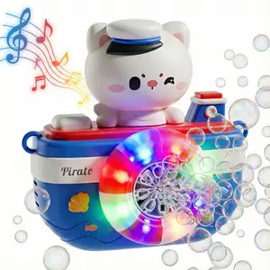 Cute Pirate Bubble Machine Toy for Kids – Automatic Bubble Blower with LED Lights & Music, High-Output Bubble Maker for Outdoor Play & Bath Fun