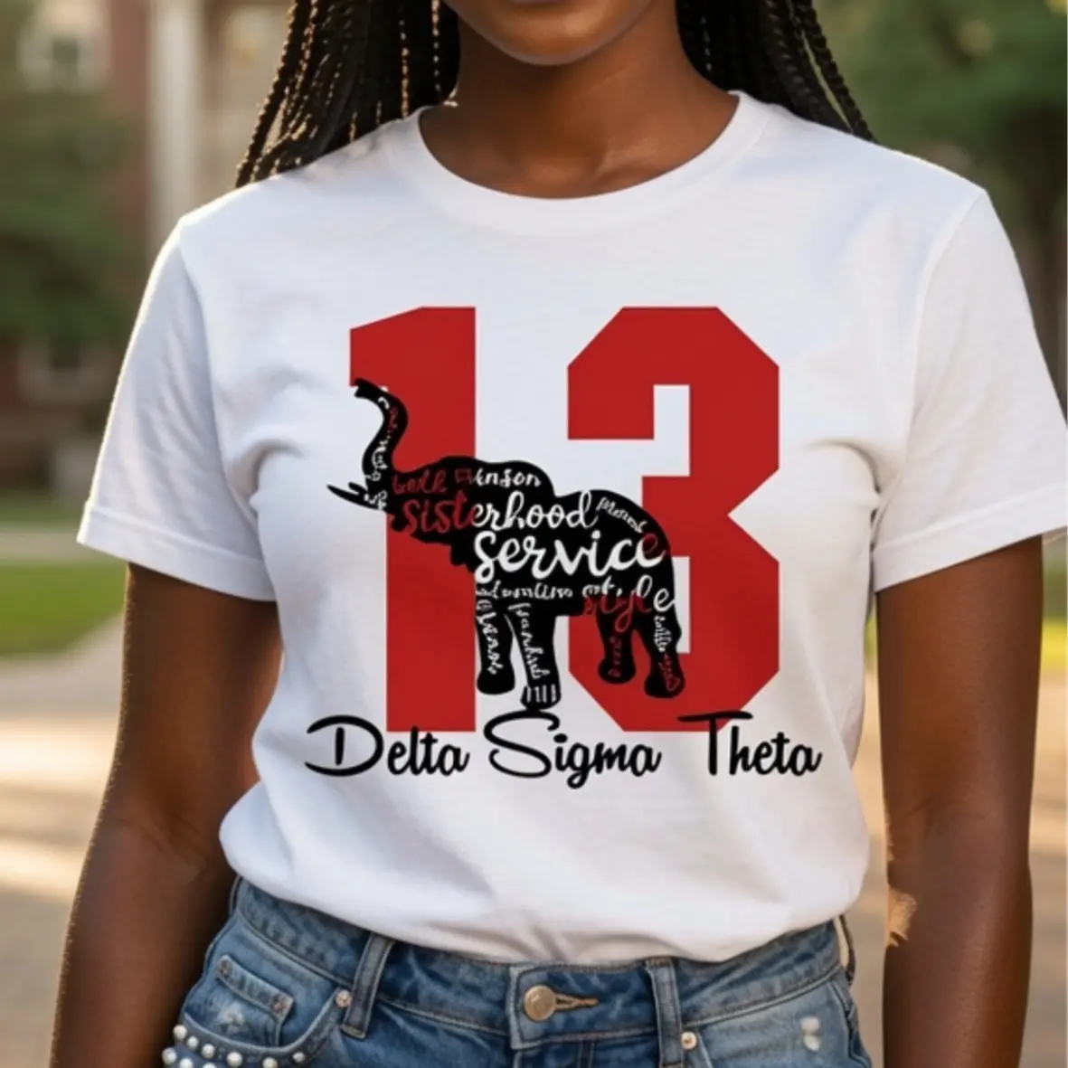 Delta Sigma Theta Glitter T-Shirt, DST 1913 Sorority Shirt, Elephant Pearls Graphic Tee, J13 Apparel