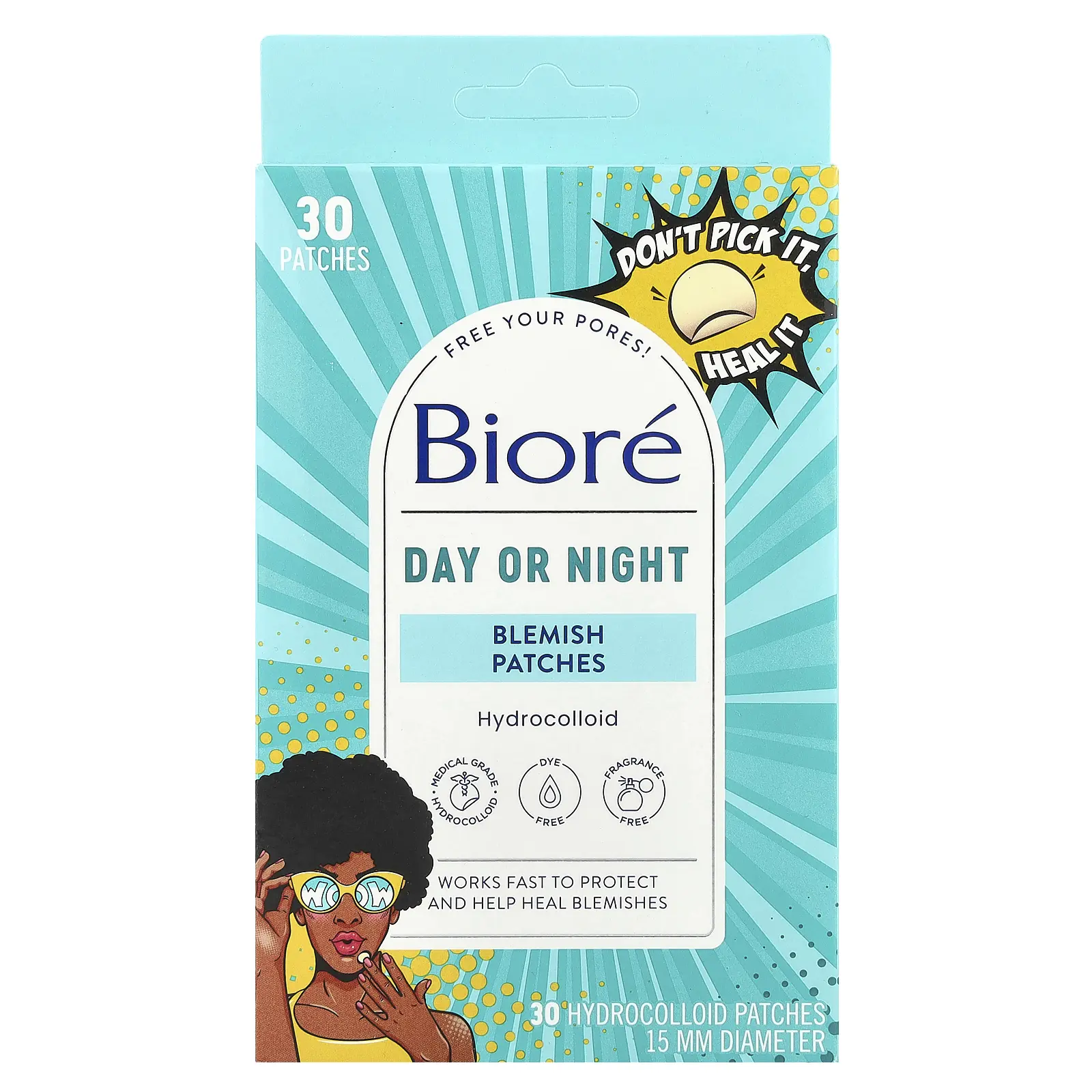 Biore Day or Night Blemish Patches, 30 Hydrocolloid Patches | HSA/FSA Eligible