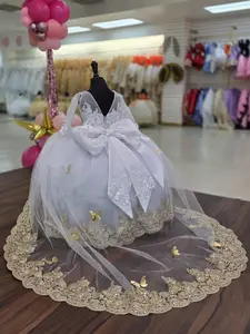 Women's Formal 2-in-1 Butterfly Ball Gown - Soft Women's Clothes with Sheer Floral Embroidery, Lace Details, and Matching Accents