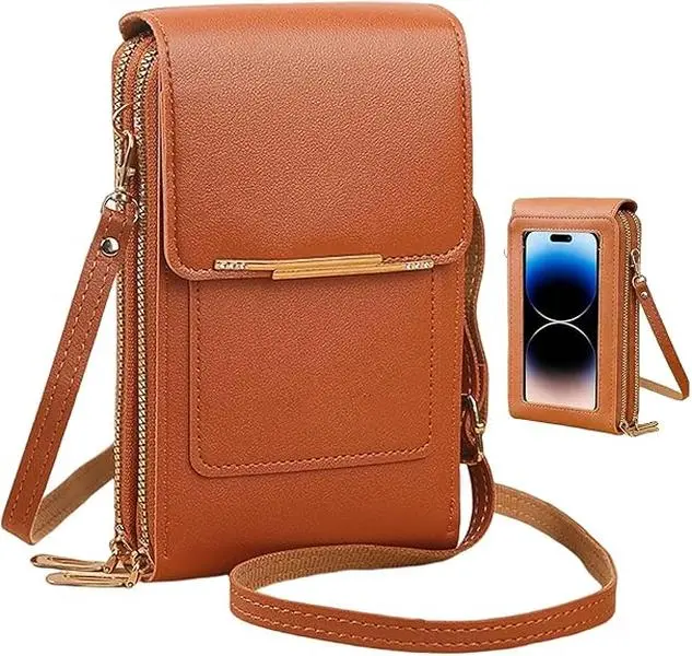 Anti-theft Leather Bag, Phone Crossbody Bags for Women, Touchscreen Phone Wallet PU Leather Crossbody Bag