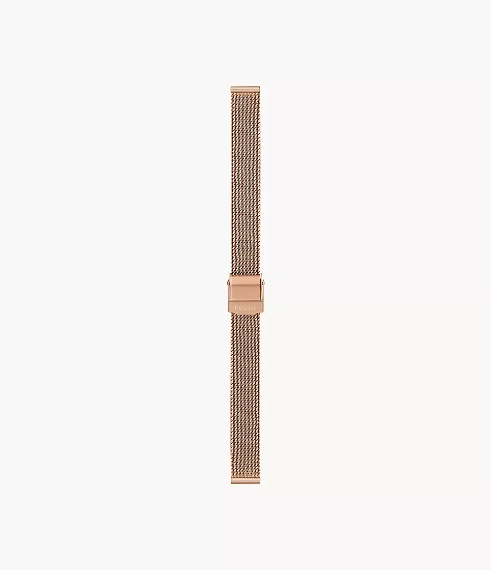 Fossil Women's 12mm Rose Gold-Tone Stainless Steel Mesh Watch Band
