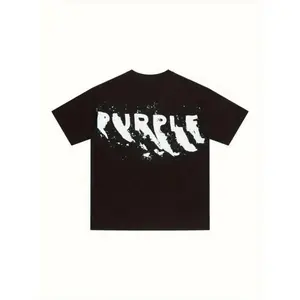 Purple Cotton T-Shirt — Loose short-sleeve cotton top (220 g), women’s dark-design white graphic tee featuring a Jesus motif
