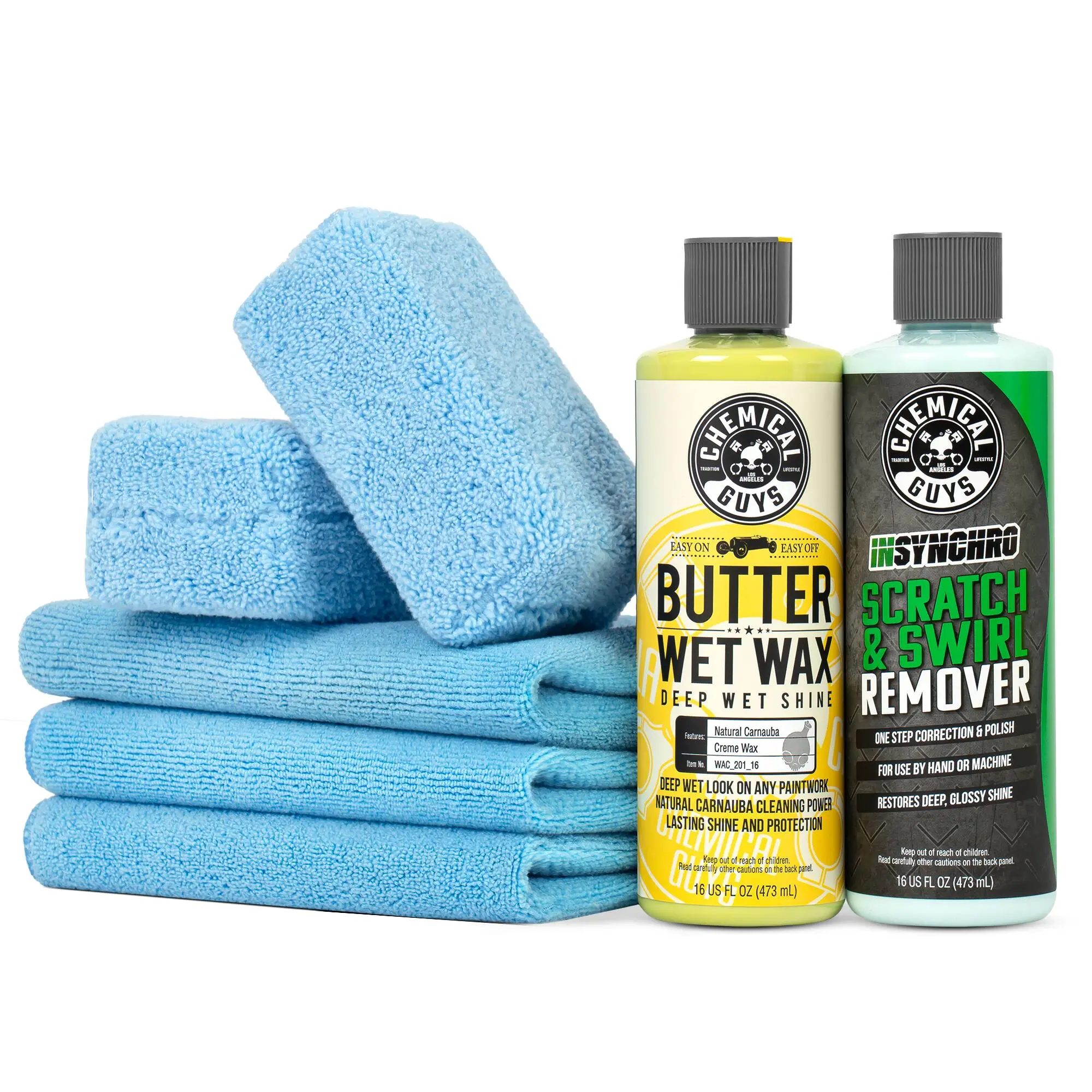 Chemical Guys Paint Transfer & Scratch Removal Kit, Car Polishing Set with Blue Workhorse Towels, Scratch Remover, Detailing Tools for Automotive Paint Care, Waxing & Coating Wax Polish, Car Paint Waxing