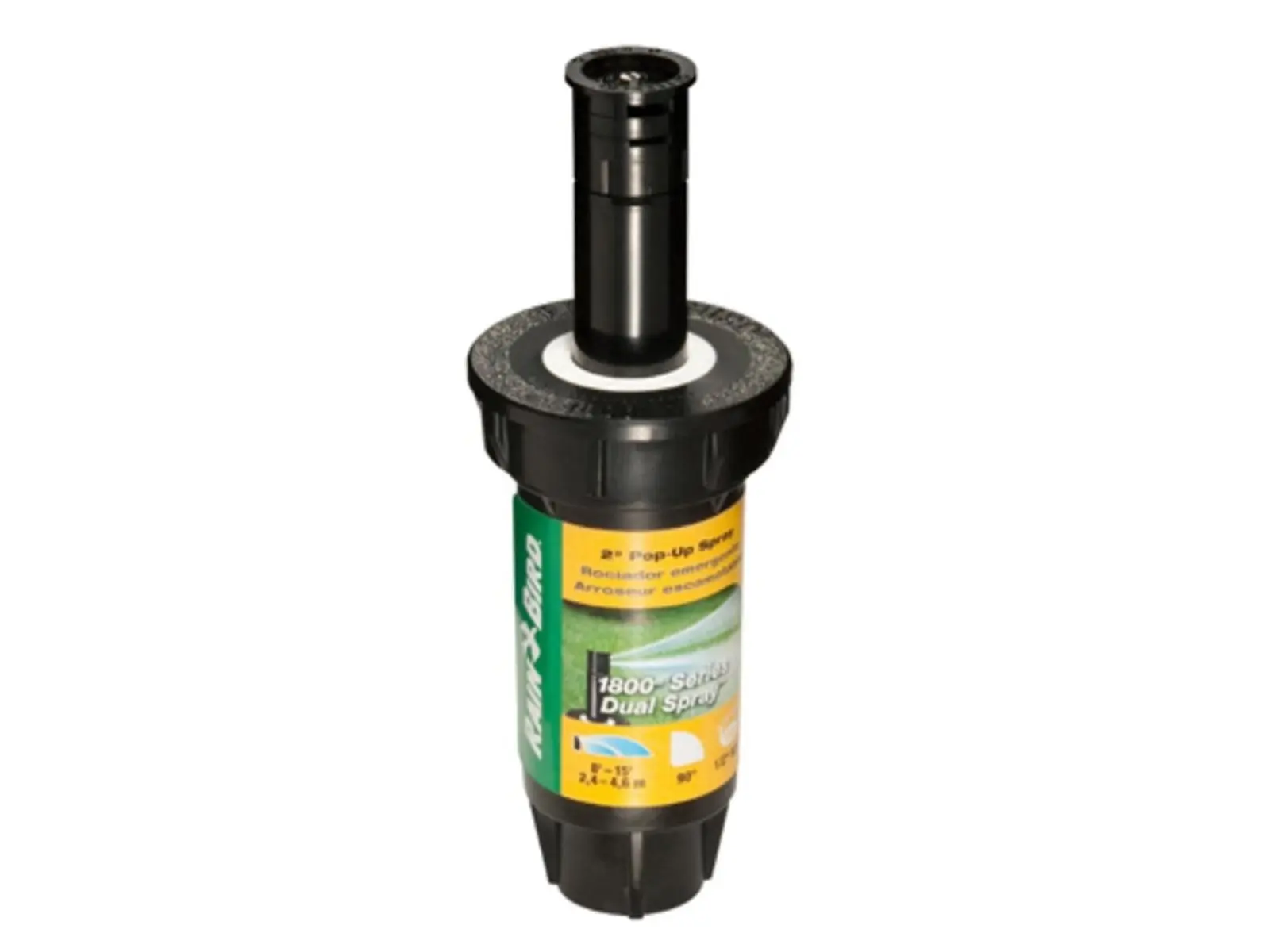 Rainbird 1800 Series National 271782 Stainless Steel Outdoor Pressure Regulating Spray Sprinkler - 90-Degree Quarter Circle, 15' Distance, Cylindrical, Uniform Water, 0.2 lbs