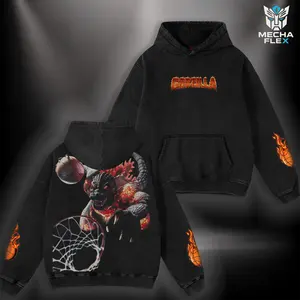 Godzilla - Slam Dunk Monster Monsterverse Kaiju Retro Unisex Vintage Double Printed Heavyweight Cotton Oversized Shirt Wash Tee, Washed Hoodie Workout Clothes, Clothes for Daily Wear