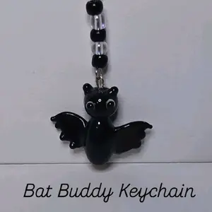 Bat Buddy Keychain - Adorable Black Bat Charm with Beaded Accents for Keys and Bags