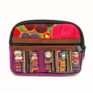 Handmade Double-Zip Coin or Phone Purse -  Mayan Worry Doll / Muñecas Quitapena