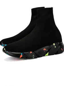 Women's Casual Sporty Socks Shoes, Breathable Fabric, Mid-Calf Slip-On Flat, Trendy All-Season Unisex Sneakers, Lightweight Design, Sports Shoes