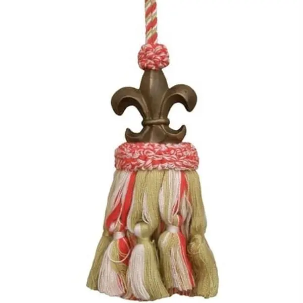 123 Creations C393R Red Fleur de Lis Hand-Painted Tassel - Hangable Sewing Accessory, Decorative Ornament for Room Decor, Gift Idea for Textiles & Soft Furnishings Projects, Satisfaction Ensured