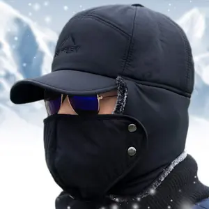 Winter Warm Ear Flap Hat with Removable Face Mask - Thick Faux Fur Outdoor Sports Hat for Hiking, Skiing, Climbing, Cycling - Perfect Christmas Gift