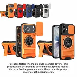 New Mecha Push Window Phone Case, Magnetic Ring Military Grade Shockproof Cover For iPhone 17/16/15/11 Pro Max & Samsung S26ULTRA S26PLUS S26