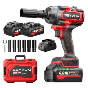 Cordless Impact Wrench, 1/2” Max Torque 900 Ft-lbs / 1200 N.m Powerful Impact Gun, 20V 3500RPM Electric Brushless Impact Driver, 2 x 4.0Ah Battery & Fast Charger, 6 Impact Sockets, Carrying Case Tool Box Tool Kit