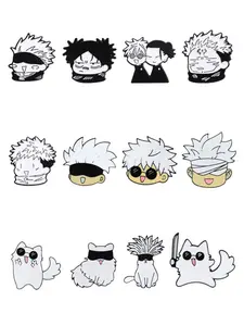 12 Piece Set Cartoon Anime Jujutsu Kaisen Enamel Pins Cute Comics Character Itadori Yuji Gojo Satoru Nijigen Alloy Brooches Lapel Backpack Badge Fashion Jewelry Accessories Gifts for Friends Drop Set Pins