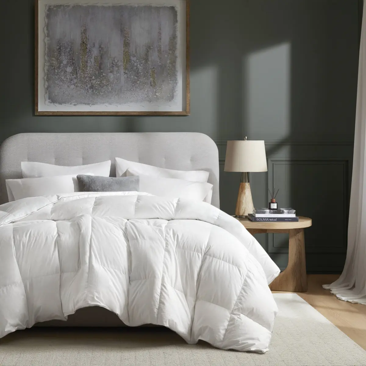 360 stand 100% Cotton Shell Duvet Insert - Full & Queen Size, White, Quilted, Double Stitched, Tailored Look, Goose Down, Lightweight, Super Fluffy, All Seasons Baffle Comforter, Goose Down Duvet, Lightweight Duvet