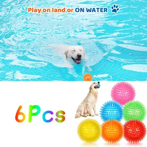 6 Pack 2.5” Squeaky Dog Toy Balls, Floating Dogs Pool Balls, Spiky Dog Balls, Durable Interactive Fetch Toys for Puppy, Dog Chew Toys for Teething (2.5", Small Dog)