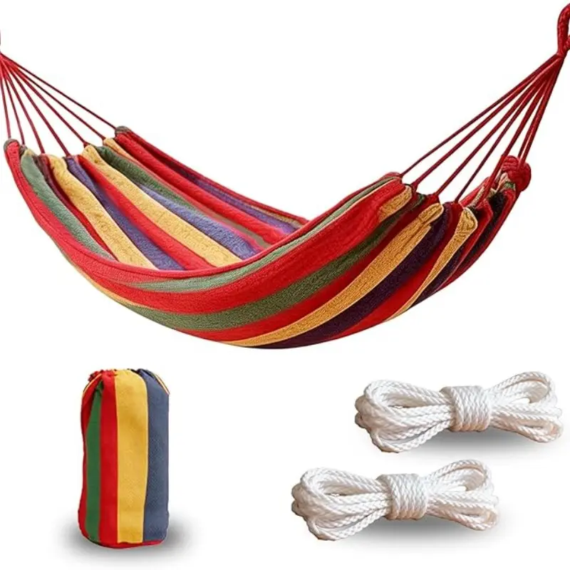 Portable Canvas Cozy Hammock for Outdoor Garden Camping, Ideal for Yard Patio Backyard Travel, Lightweight and Easy to Carry, Travel Accessory Hammock, Hammocks for Outside