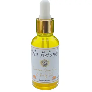 Kela Naturals Turmeric Glow Face & Body Oil - Fragrance Free Rosehip & Argan Oils with Vitamin E for Sensitive Skin - Vegan Moisturizer for Natural Moisture & Nourishment