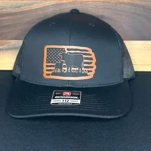 USA Cow Farm leather patch hat
