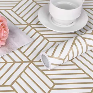 Geometric Hexagon Pattern Wallpaper, Removable Self Adhesive Wallpaper, Vinyl Film Shelf Paper & Drawer Liner Roll for Home Use