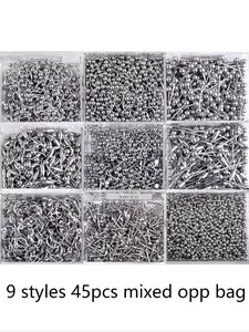 45pcs Stainless Steel Belly Rings Set, Nose Piercing Kit, Plain Design, Casual Style, Includes Tongue Piercing Jewelry, Eyebrow Studs, Nose Rings, Lip Body Piercings