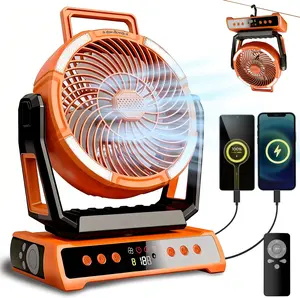 Portable Fan 20000mAh Battery Powered with Remote & LED, Rechargeable, 4 Speed Strong Airflow, Digital Display, Auto Oscillation Cordless, Desk/Camping/Outdoor/Gym Fan for Office Travel Treadmill Camping Gear