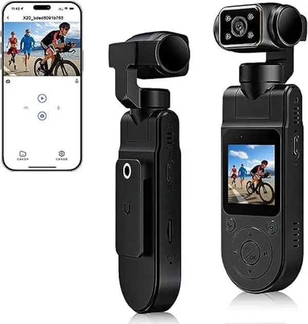 Pocket Body Camera with Audio & Video Recording Vlogging Camera | Portable Video Recorder with 180° Rotating Lens Handheld POV Cameras with Night Vision for Sport/Outdoor/Riding
