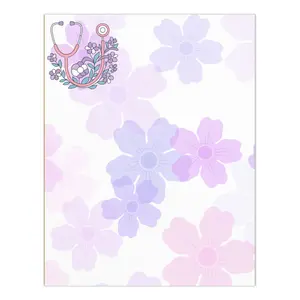 Purple Nursing Floral XL Notepad with tear away pages