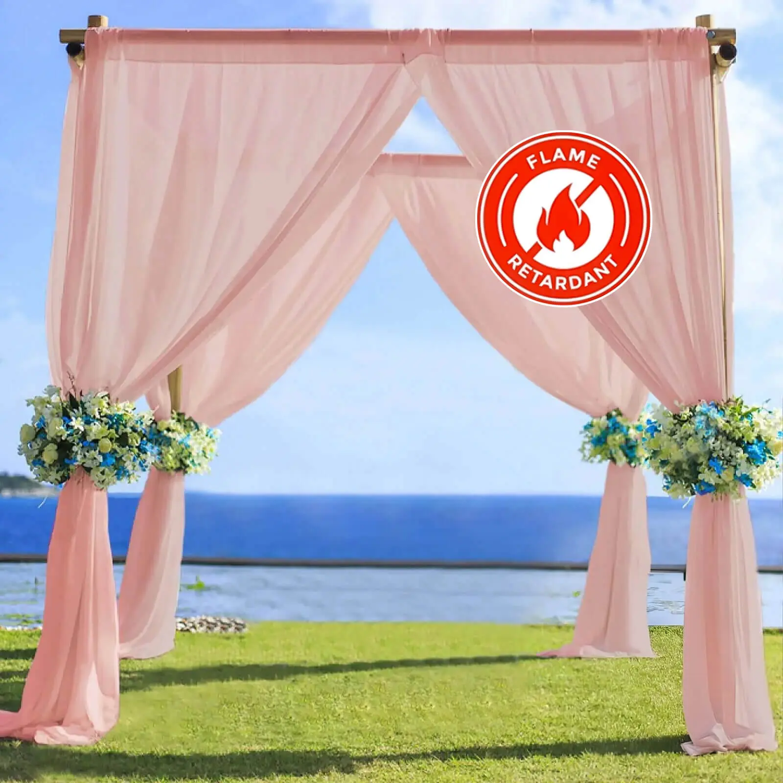 5x14 ft Dusty Rose Chiffon Drape Curtain - Single Flame Retardant Rod Pocket Panel, Durable Washable Indoor/Outdoor Wall Hanging Backdrop for Event Planners' Party Decor, Baby Shower, Birthday, Business Use (Festive Backdrops & Banners)