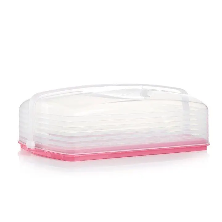 Tupperware Cake Taker Rectangular with Reversible Tray Integrated Handles for Secure Transport Storage of Cakes Cupcakes Up to 9x13 Inches Dishwasher Safe