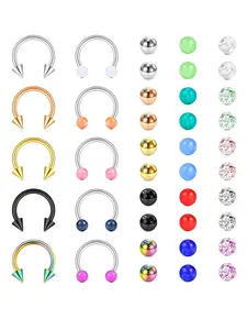 Nose Ring & Replacement Ball, Spiral Nose Ring, Stainless Steel Nose Ring & Ball, Body Jewelry for Women & Men, Trendy All-match & Exquisite Jewelry for Birthday Gift