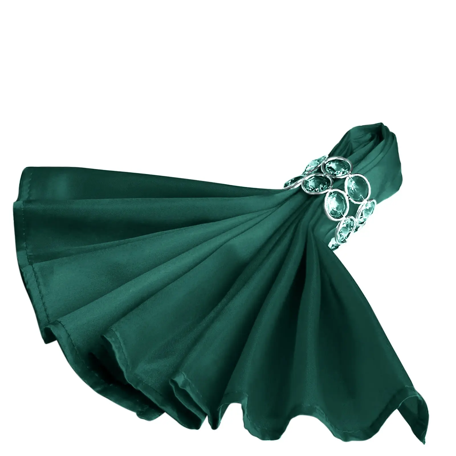 5-Pack Reusable Plain Fabric Multipack Napkins, 20"x20" Solid Hunter Emerald Green Satin Soft Table Napkins for Birthday, Wedding Events (Kitchenware Tableware)
