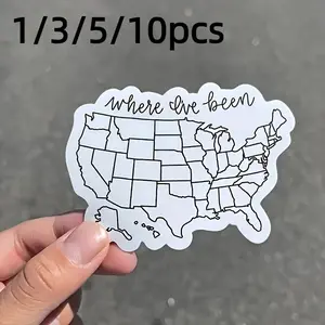 Usa Map Vinyl Sticker, Waterproof Colorable Decal for Travel Enthusiasts, Ideal for Cars, Phones, Laptops & Water Bottles, Car Window Decal
