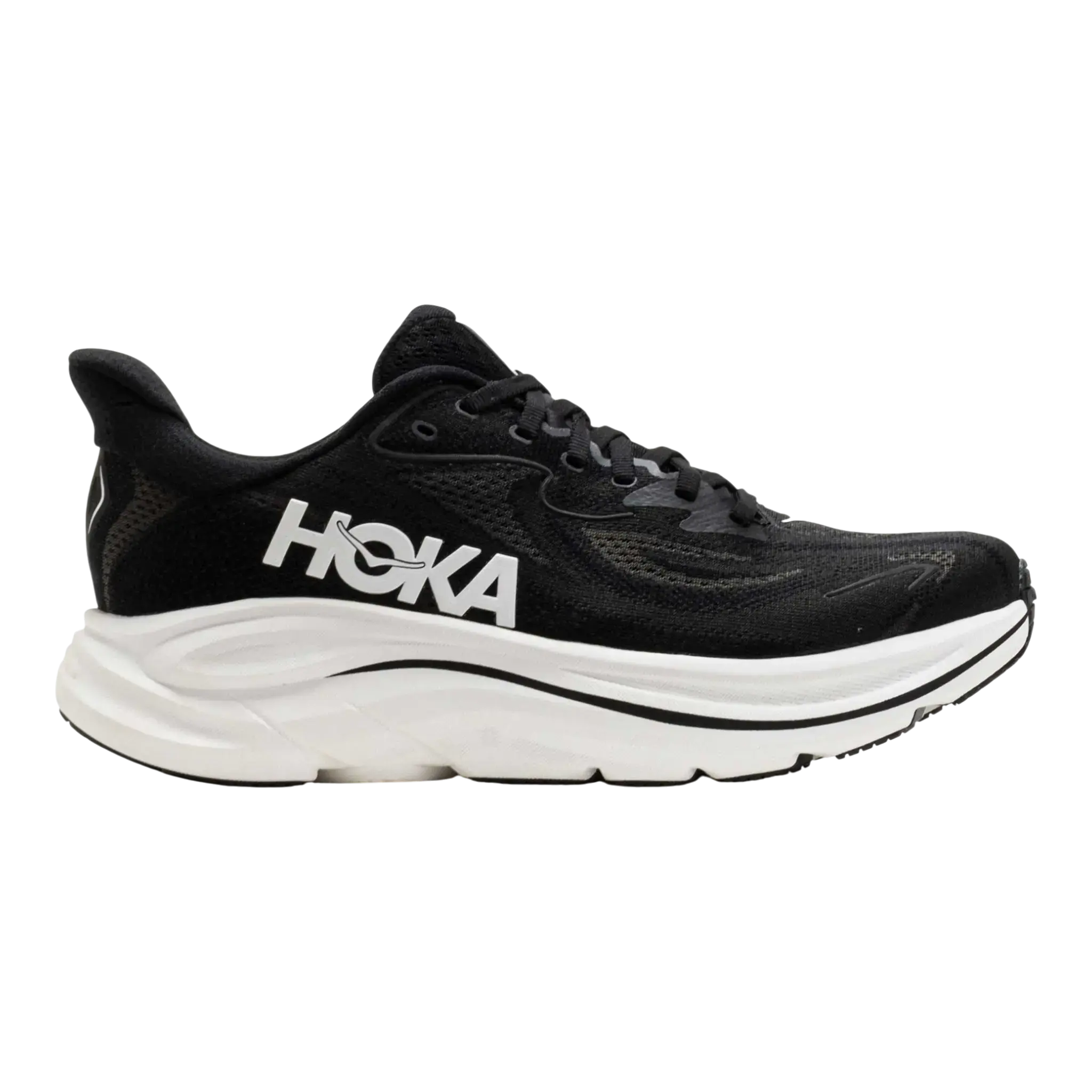 HOKA Clifton 10 Men Running Sneakers Black/White with Laces All Seasons Lightweight Support & Plush Midsole for Comfort