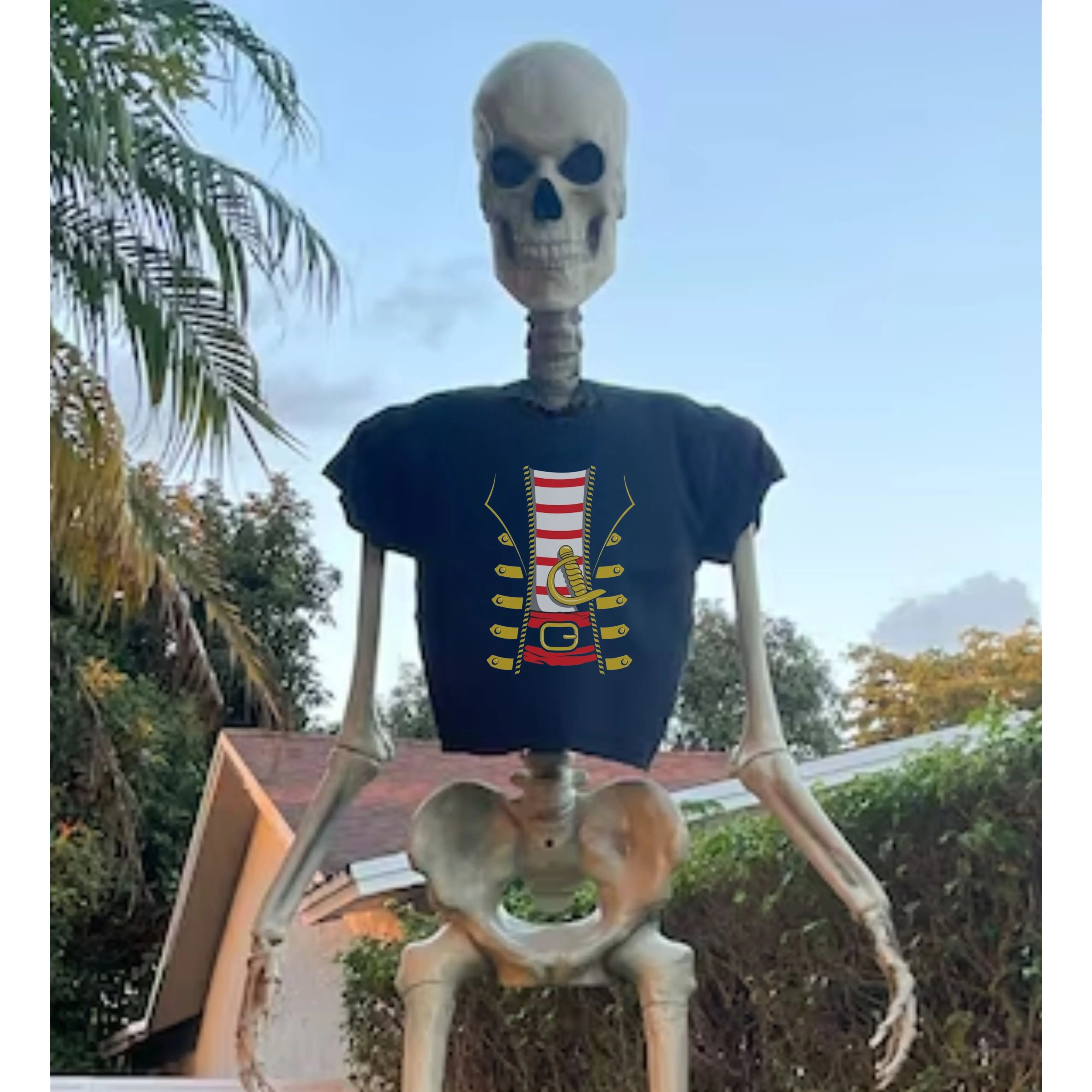 Pirate Costume shirt for the 12 foot Home Depot Giant Skelly Skeleton.   Halloween costume.  Shirt only