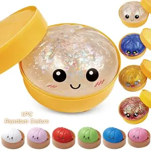 Dumpling Squishies, Mystery Glitter Dumpling Squishies Box, Colorful Dumplings Stress Balls Fidget Sensory Toy, Soft Squeeze Decompression Dough for Anxiety Relief Fidget