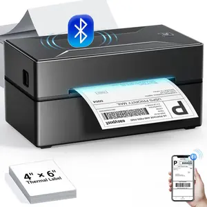 Shipping label printer, wireless Bluetooth 4x6 label printer, suitable for shipping packages and small businesses, compatible with Android, iOS, Windows, and Mac, widely used on eBay, TikTok, Shopify, Etsy. Comes with 20 sheets of paper.