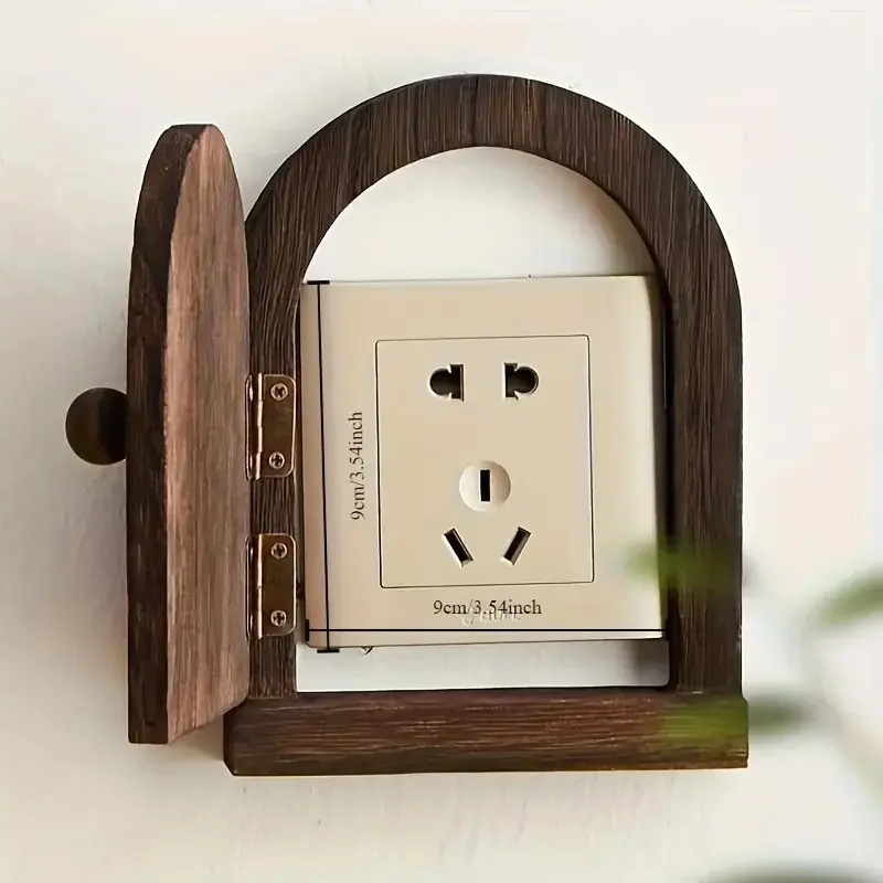 Handmade Wooden Outlet Cover, Outlet Plug Covers, Power Outlet Socket Protector Decorative Frame, Dustproof Shockproof Button Box, Socket Saver, Ideal for Living Room Wall, Bedroom